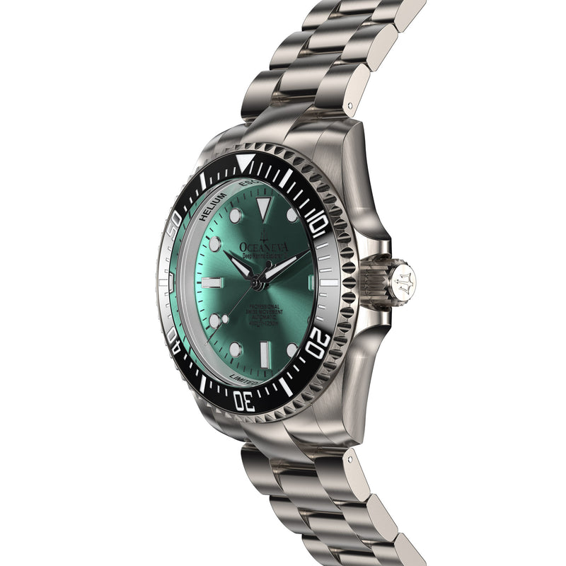 TITANIUM Swiss Automatic SW200 Deep Marine Explorer II Titanium/Black/AquaBurst | Teal Dial
