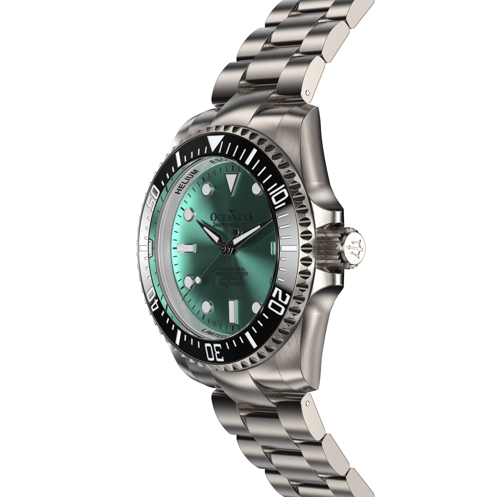 TITANIUM Swiss Automatic SW200 Deep Marine Explorer II Titanium/Black/AquaBurst | Teal Dial