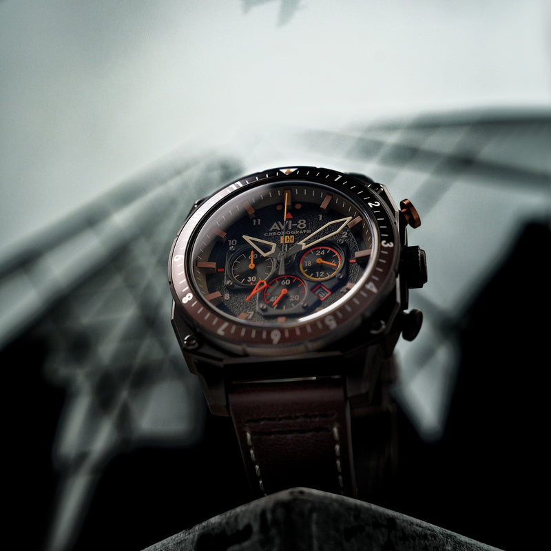 ATLAS DUAL TIME CHRONOGRAPH BLACK / LEATHER | Black Dial