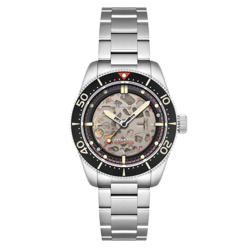 Croft 42 Skeleton Automatic Black & Red / Stainless Steel | Black Dial