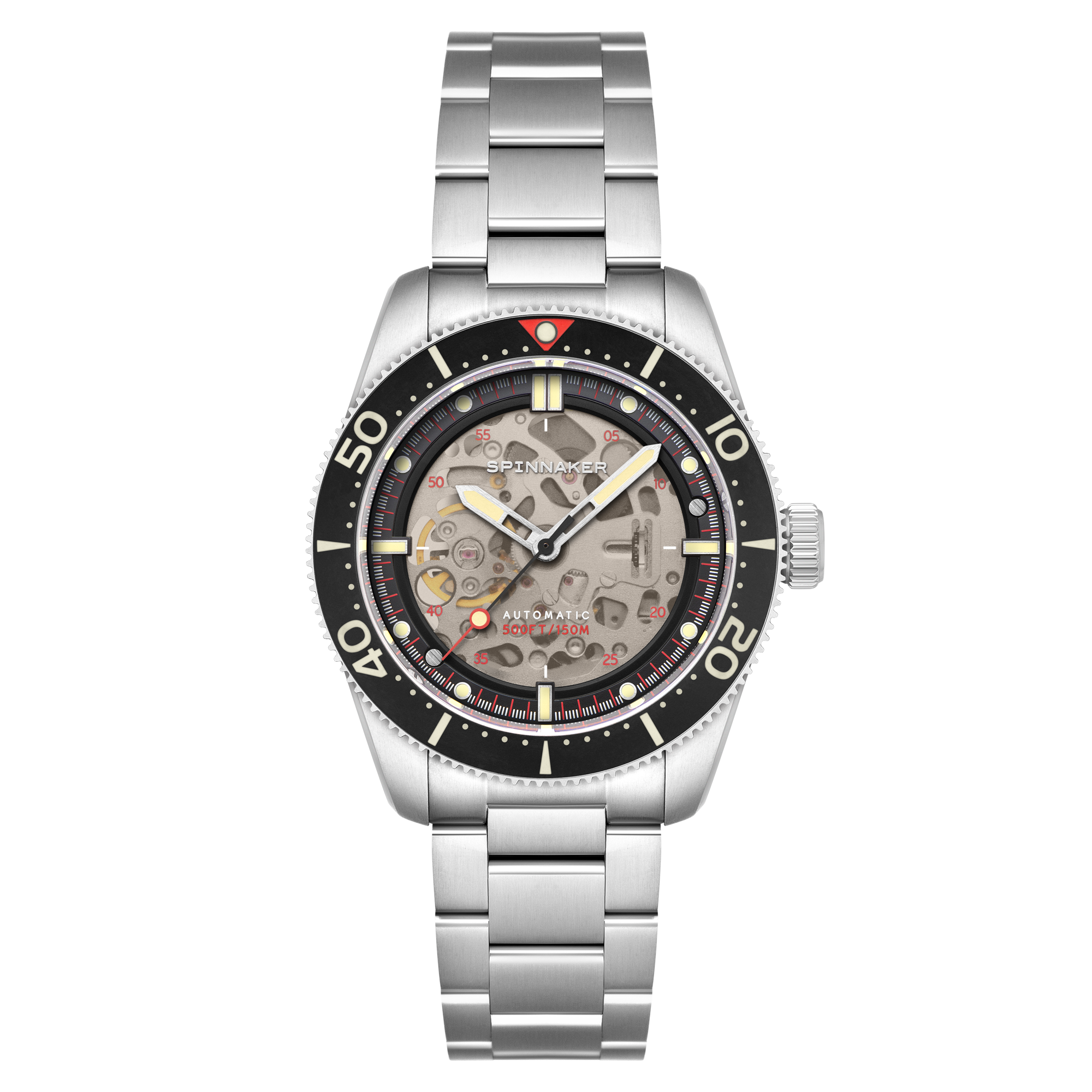 Croft 42 Skeleton Automatic Black & Red / Stainless Steel | Black Dial