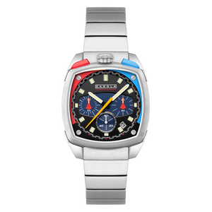Taurus Chronograph Red & Blue / Stainless Steel | Black Dial