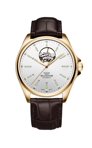 Combat Classic Open Heart 40 mm / Silver / Brown Silver Dial