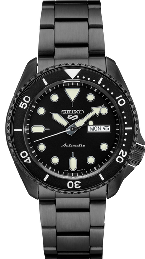 5 Sports SKX - Unidirectional Bezel Black Dial / Gray Stainless Steel Bracelet Black Dial