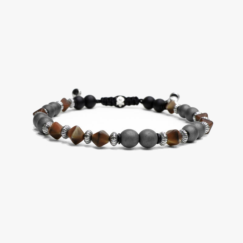 Grey Hematite, Brown Czech Glass M (7.25" Wrist) |  Dial