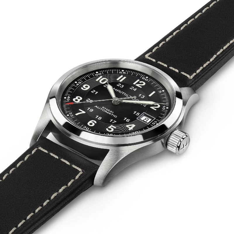 Khaki Field Black / Leather | Black Dial