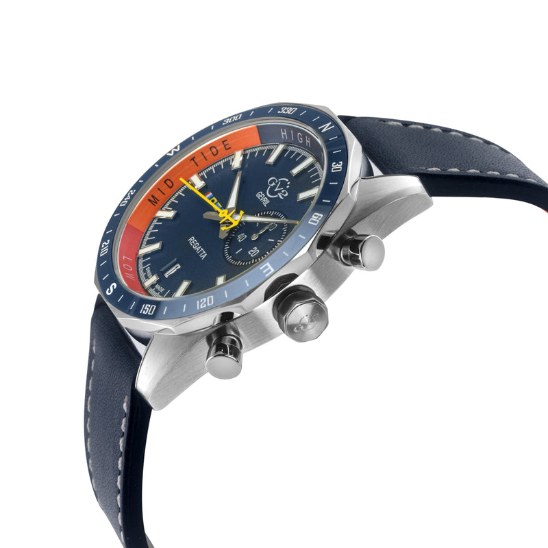 Regatta GV2 Swiss Quartz,Tide cycle indicator, Blue dial, Blue Italian Leather Strap | Blue Dial