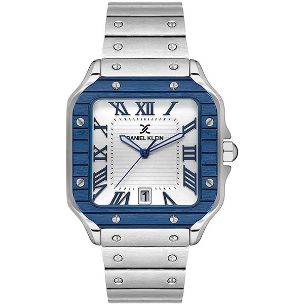 Square SDC - Stainless Strap - DK13647 Silver / Blue Bezel | Silver Dial