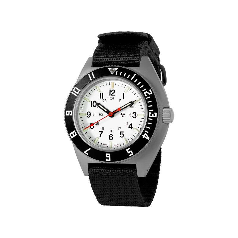 NAV, QUARTZ, SAPH, ARCTIC STERILE, COL: SS//BKBK NYLON 11" Arctic SSNAV on 11 Ballistic | Arctic Dial