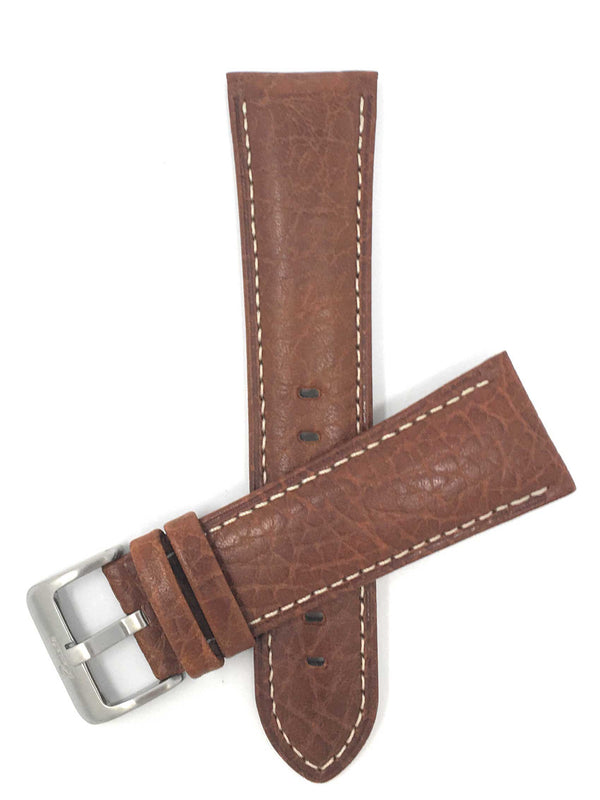 452 | 18mm Light Brown Leather Watch Band - Classic - Padded 18mm / Light Brown / Silver Buckle |  Dial