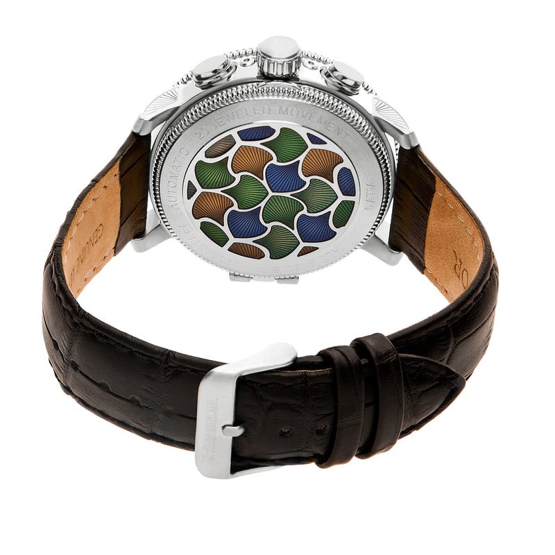 Aura Semi-Skeleton Genuine Leather-Band Watch