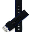 SIL.300 | Two-Tone Quick Release Rubber Silicone Watch Band - 20mm, Black / Blue 20mm / Black & Blue |  Dial