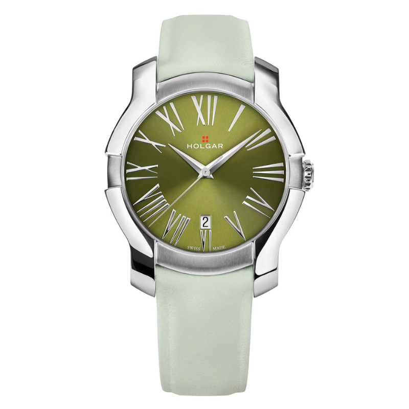 Women's Green Dial, Stainless Steel Case and Frost Leather Strap