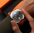 Bell X-1 Machbuster Automatic Black / Orange Hybrid leather and rubber strap | Black Dial