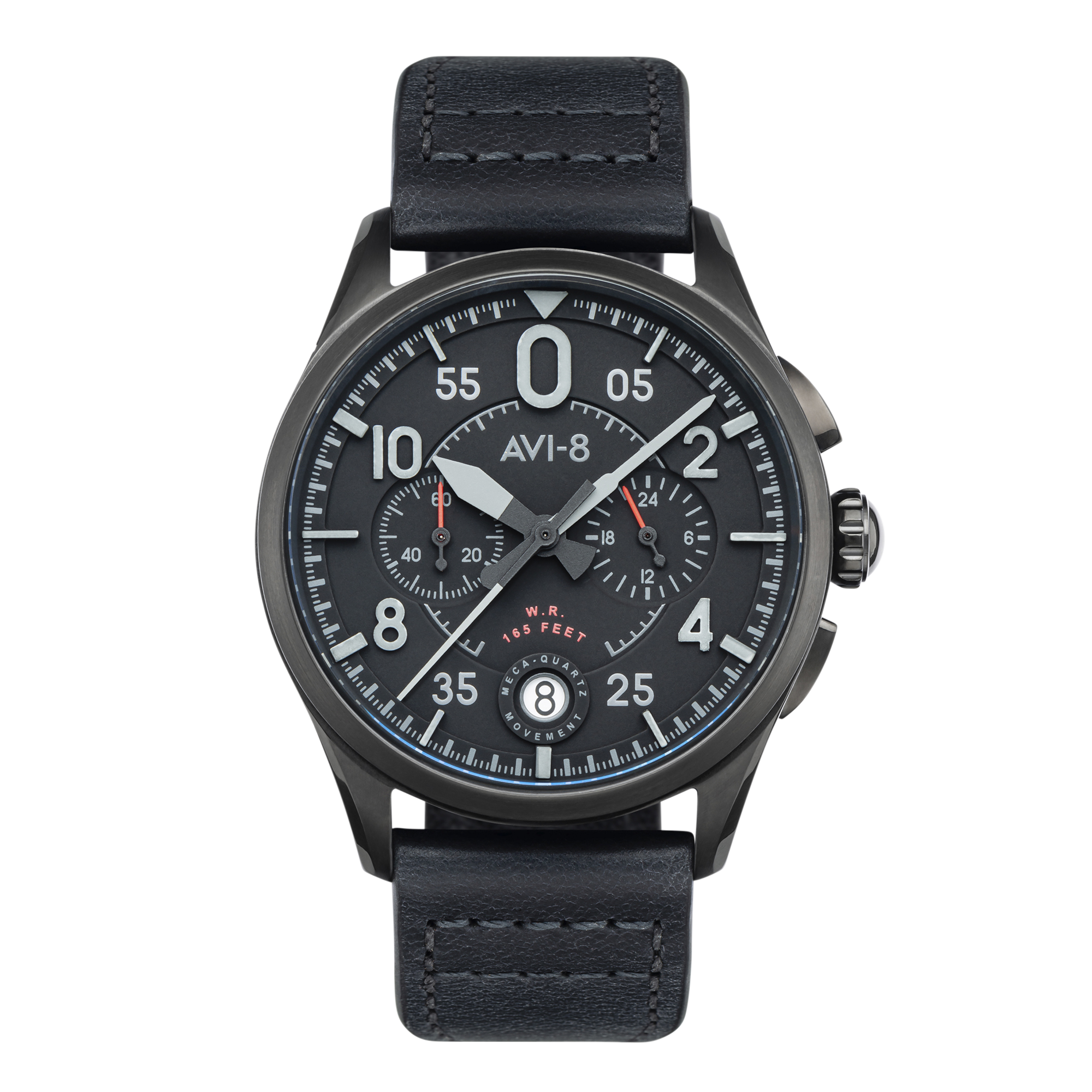 Spitfire Lock Chronograph Watch Black / Leather | Black Dial