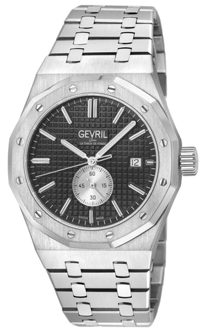 Gotham Swiss Automatic Movement, Black Embossed Dial, Silver Counter  316L SS Bracelet | Black Dial