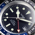 Diver GMT 200M Automatic Diving Watch - Blue & Black | Black Dial