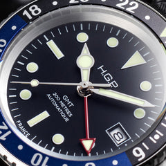 Diver GMT 200M Automatic Diving Watch - Blue & Black | Black Dial