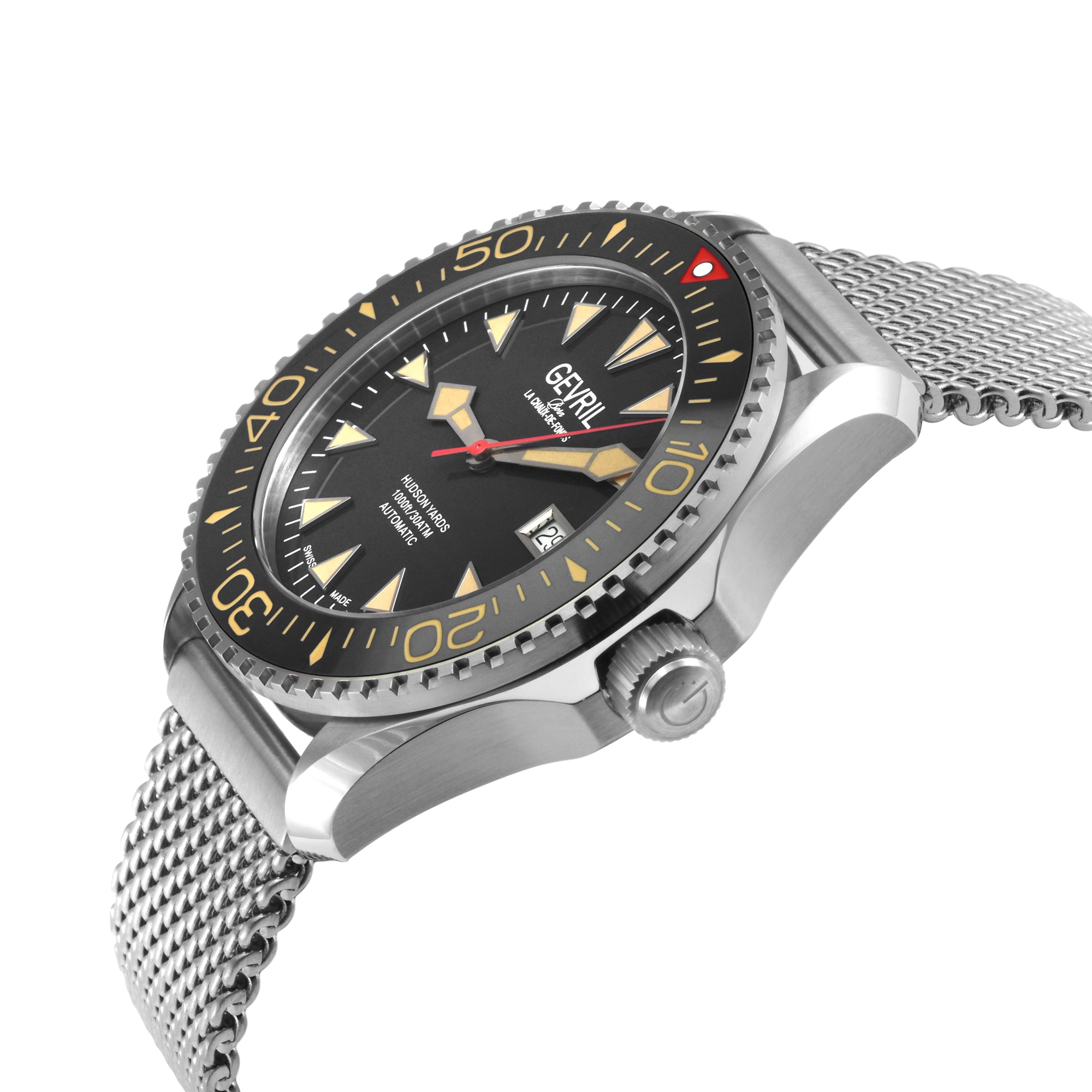Hudson Yards Swiss Automatic SW200 - Date display Diver watch, Black Ceramic bezel, Black enamel dial with Old Radium Luminous | Black Dial