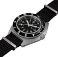 NAV, QUARTZ, SAPH, STE, COL: SS/BKPS DS NYLON 11" Black Sterile/Def Std | Black Dial