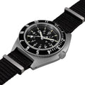 NAV, QUARTZ, SAPH, STE, COL: SS/BKPS DS NYLON 11" Black Sterile/Def Std | Black Dial