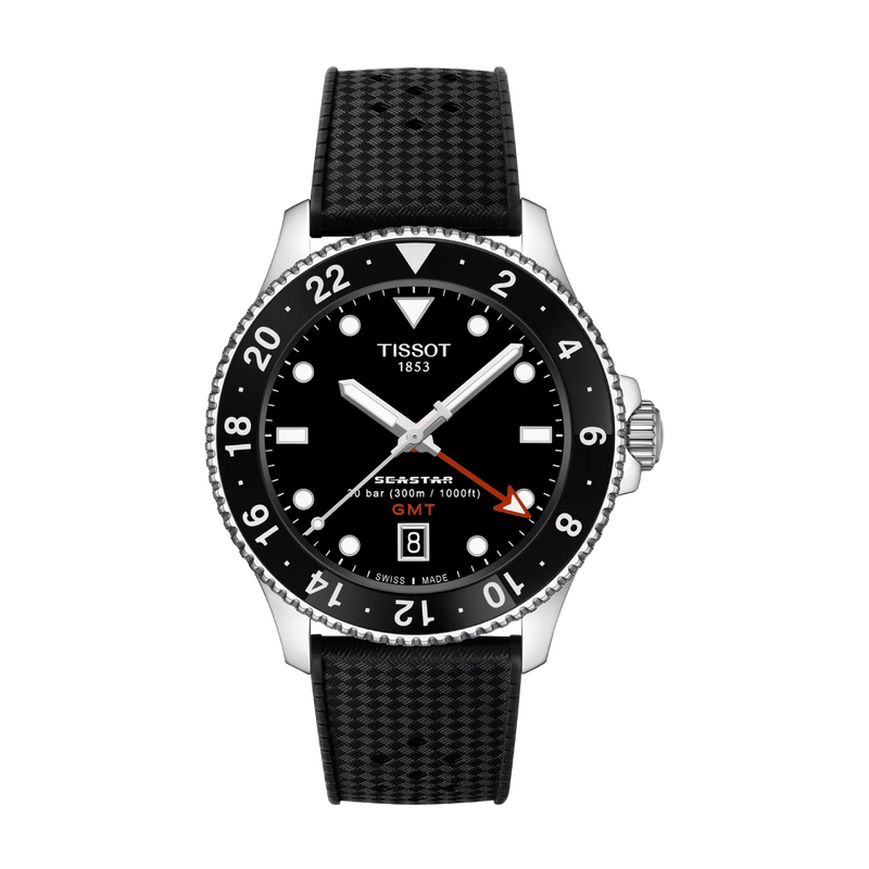 Seastar 1000 GMT Black / Rubber | Black Dial