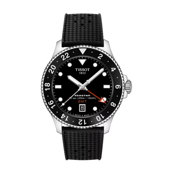 Seastar 1000 GMT Black / Rubber | Black Dial