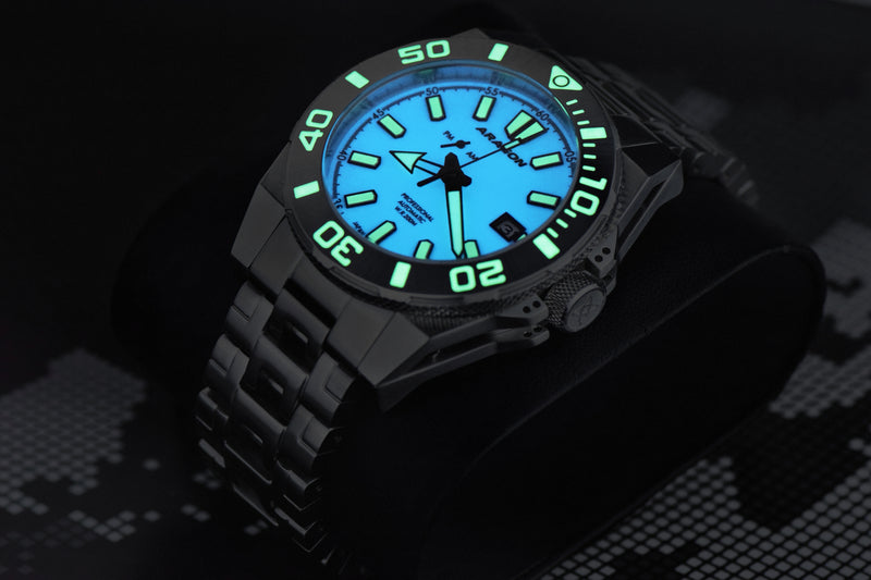 Silverjet AM/PM NH37 Automatic White Lume Glow Blue Dial | White Lume Dial Dial