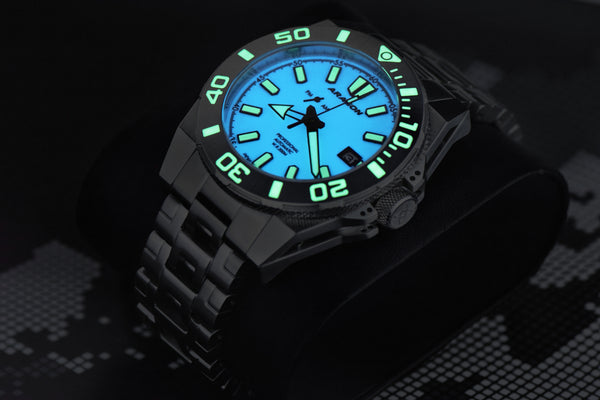 Silverjet AM/PM NH37 Automatic White Lume Glow Blue Dial | White Lume Dial Dial
