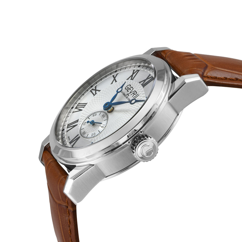 Madison Swiss Made ETA 2895 silver leather | Silver Dial