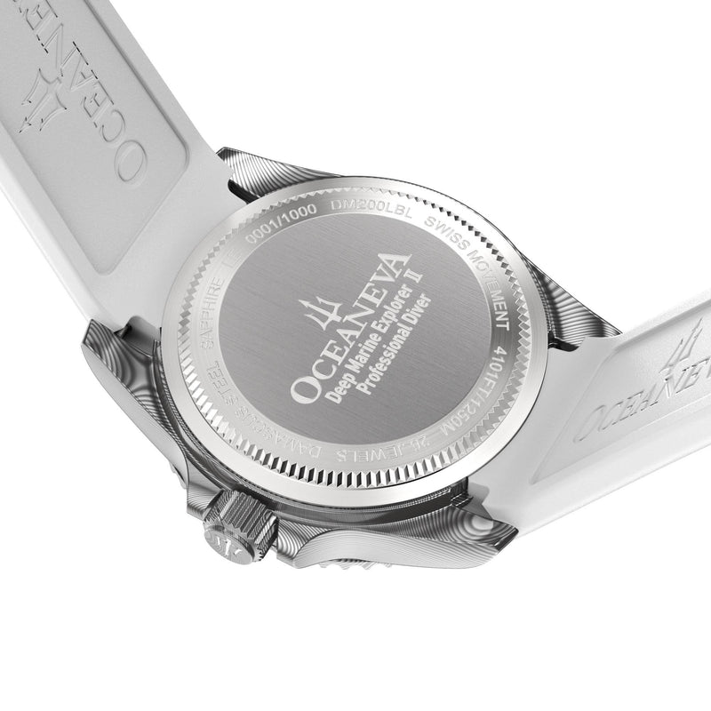 Damascus Swiss Automatic SW200 Deep Marine Explorer II Damascus/Light Blue Dial/White Strap | Light-blue Dial