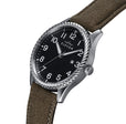 Crosswind Canvas-Overlaid Leather-Band Watch w/ Date Black/Olive | Black Dial