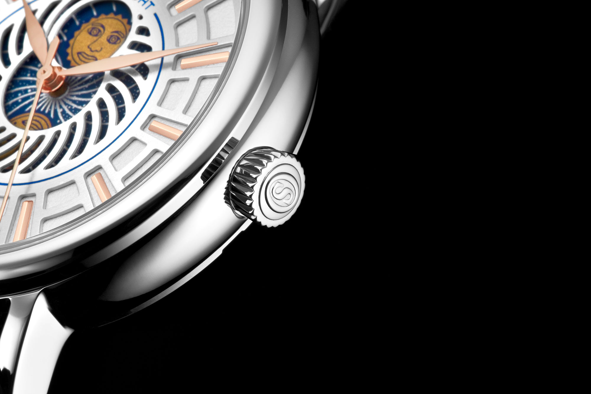 Symphony Silver case/Leather strap/ Brass Dial | White Dial