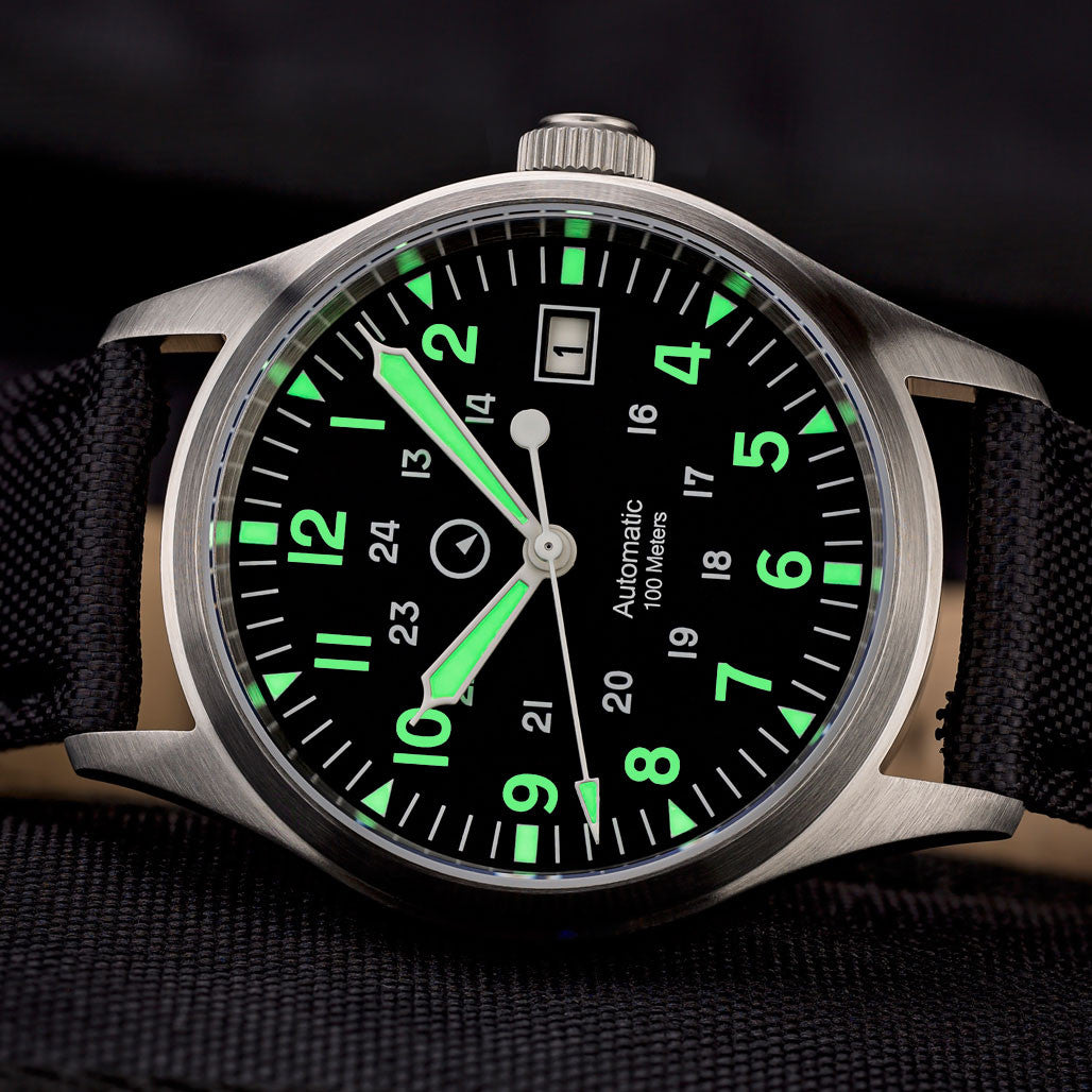 Islander Mitchel Automatic Field Watch with Nylon Weave Strap and an AR Sapphire Crystal