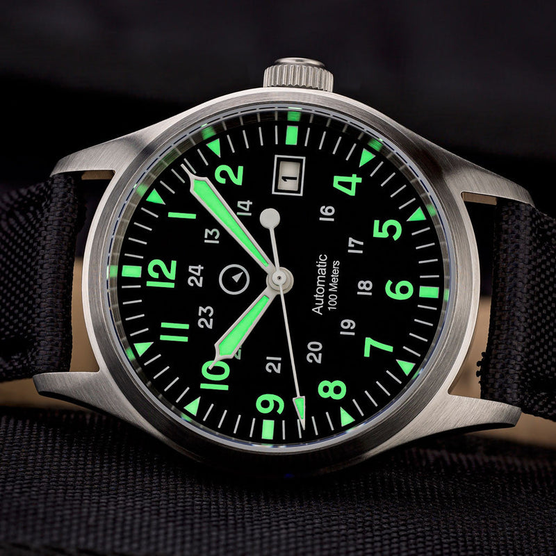 Islander Mitchel Automatic Field Watch with Nylon Weave Strap and an AR Sapphire Crystal