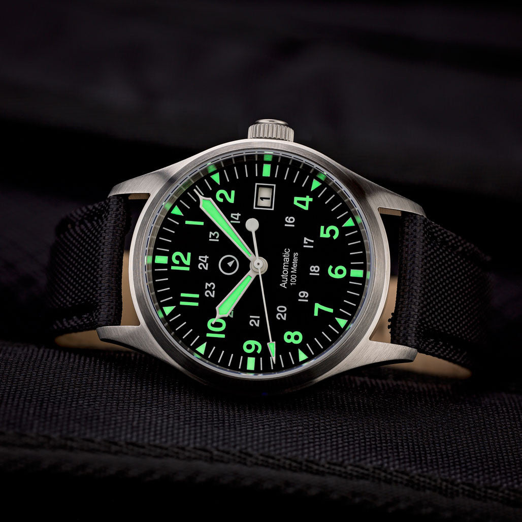 Islander Mitchel Automatic Field Watch with Nylon Weave Strap and an AR Sapphire Crystal
