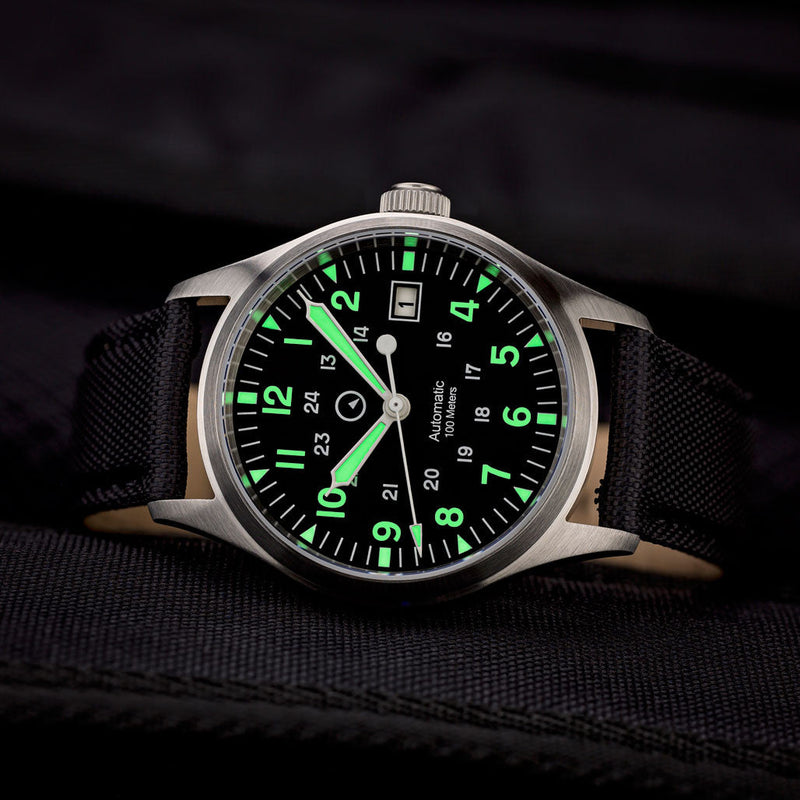 Islander Mitchel Automatic Field Watch with Nylon Weave Strap and an AR Sapphire Crystal