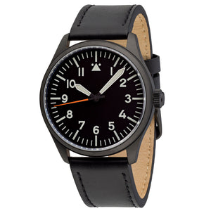 Islander Black DLC Aviator Automatic Watch with Leather Strap and an Anti-Reflective Sapphire Crystal