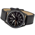 Islander Black DLC Aviator Automatic Watch with Leather Strap and an Anti-Reflective Sapphire Crystal