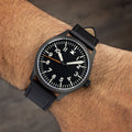 Islander Black DLC Aviator Automatic Watch with Leather Strap and an Anti-Reflective Sapphire Crystal