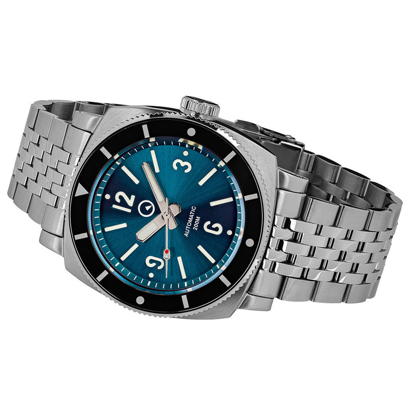 Islander Blue-Green Sandwich Dial Automatic Dive Watch with AR Sapphire Crystal, and Luminous Ceramic Bezel Insert