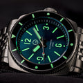 Islander Blue-Green Sandwich Dial Automatic Dive Watch with AR Sapphire Crystal, and Luminous Ceramic Bezel Insert