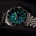 Islander Blue-Green Sandwich Dial Automatic Dive Watch with AR Sapphire Crystal, and Luminous Ceramic Bezel Insert