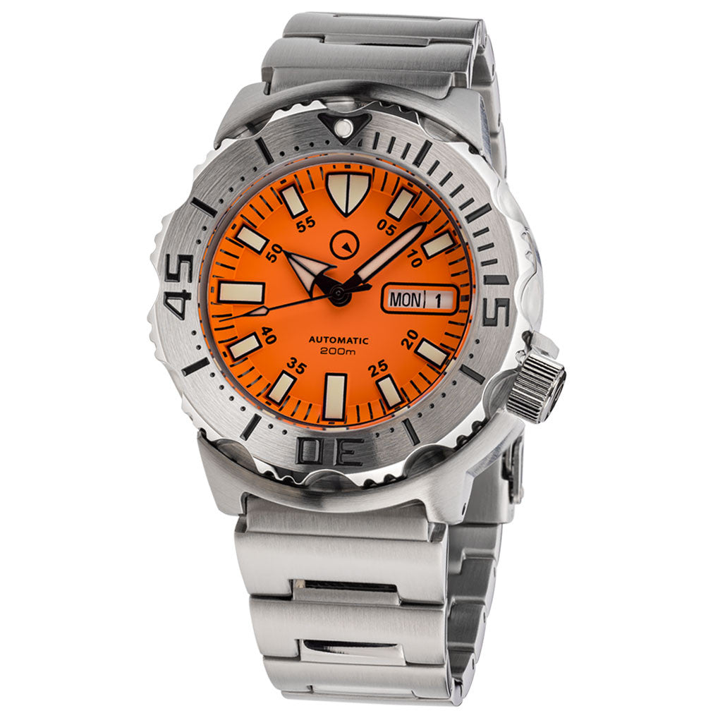 Islander Orange Dial Automatic Dive Watch with AR Double Dome Sapphire Crystal, and 120-click Bezel