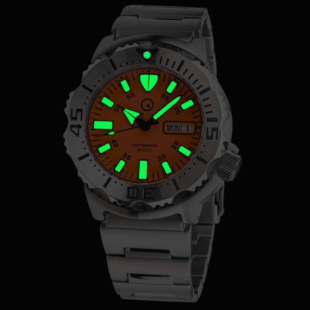 Islander Orange Dial Automatic Dive Watch with AR Double Dome Sapphire Crystal, and 120-click Bezel