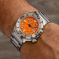 Islander Orange Dial Automatic Dive Watch with AR Double Dome Sapphire Crystal, and 120-click Bezel