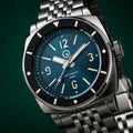 Islander Blue-Green Sandwich Dial Automatic Dive Watch with AR Sapphire Crystal, and Luminous Ceramic Bezel Insert