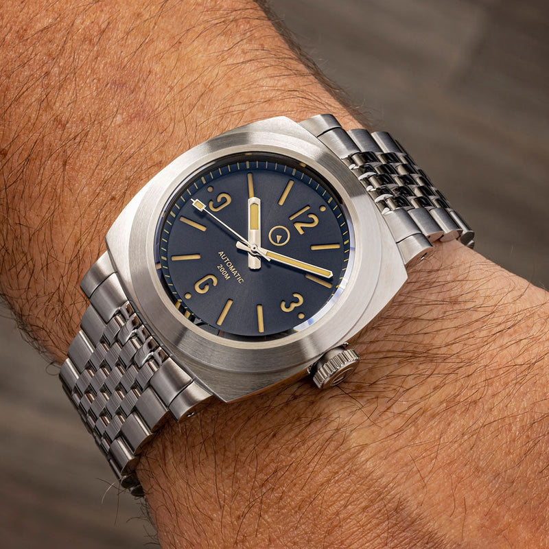 Islander Black Sandwich Dial Automatic Dive Watch with AR Sapphire Crystal, and Pilot Bezel