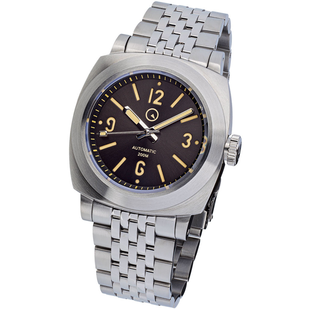 Islander Black Sandwich Dial Automatic Dive Watch with AR Sapphire Crystal, and Pilot Bezel