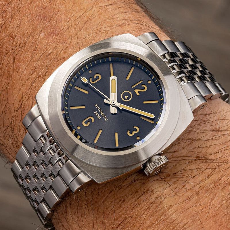 Islander Black Sandwich Dial Automatic Dive Watch with AR Sapphire Crystal, and Pilot Bezel